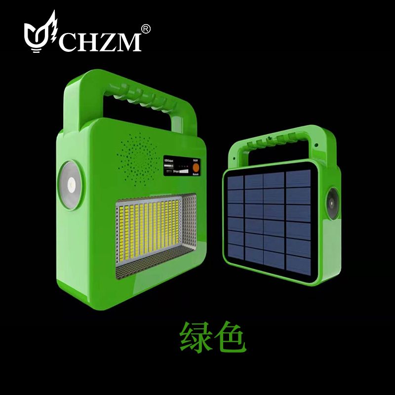 LED solar lamp, multi-functional outdoor waterproof portable lighting, flashlight, mobile phone Bluetooth charging, portable camping lamp, emergency charging lamp, work lighting lamp Item Picture