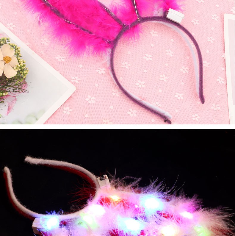 发光羽毛兔耳朵14灯闪光头箍头扣发卡发饰发光闪光兔耳朵系列LED 发光玩具地摊货源批发详情7