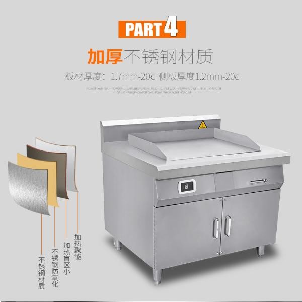 Teppanyaki captura de mano torta western kitchen equipment tipo gabinete carterista eléctrico estufa de carterista electromagnética comercial vertical detail image 2