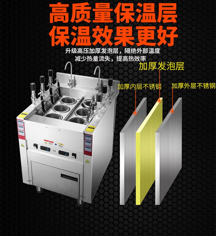 Zhiling Noodle Cooking Stove is a commercial electric six-head automatic lifting multi-functional electric cooking stove for dumplings, spicy hot pot, and noodles detail image 2