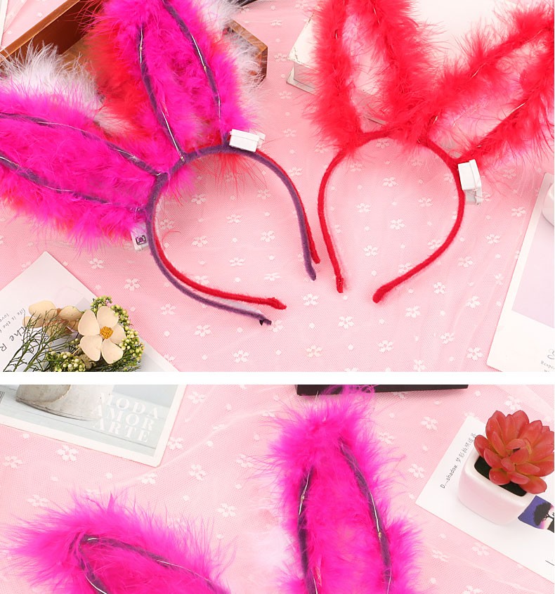 发光羽毛兔耳朵14灯闪光头箍头扣发卡发饰发光闪光兔耳朵系列LED 发光玩具地摊货源批发详情6