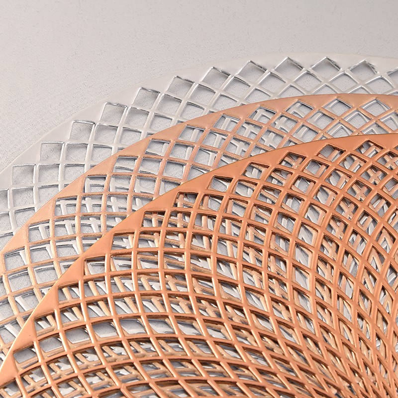 欧式西餐垫 圆形风扇花型PVC镂空餐桌垫 纯色隔热免洗易打理杯垫详情3