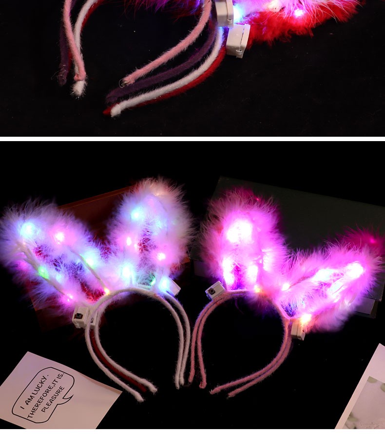 发光羽毛兔耳朵14灯闪光头箍头扣发卡发饰发光闪光兔耳朵系列LED 发光玩具地摊货源批发详情9