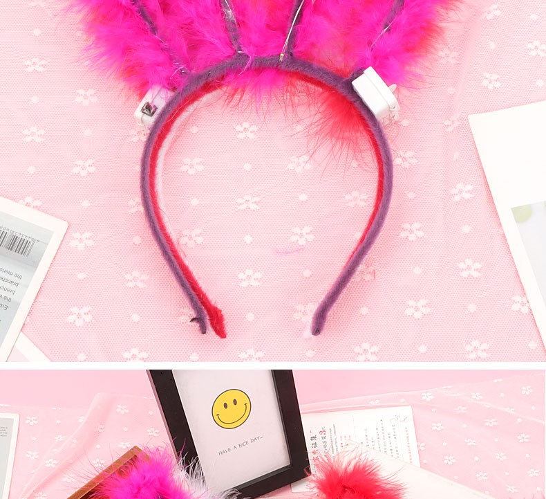 发光羽毛兔耳朵14灯闪光头箍头扣发卡发饰发光闪光兔耳朵系列LED 发光玩具地摊货源批发详情5