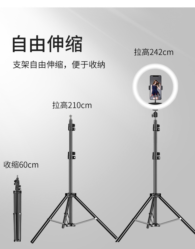 RGB直播补光灯炫彩网红环形灯10英寸跑马LED影视氛围渲染明肌灯详情图16