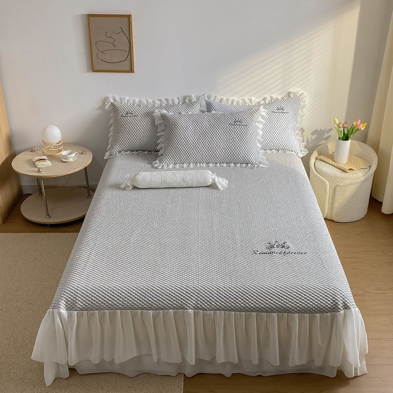 日式超速凉感科技冰丝魔力豆豆床裙款凉席三件套床笠式席子空调席