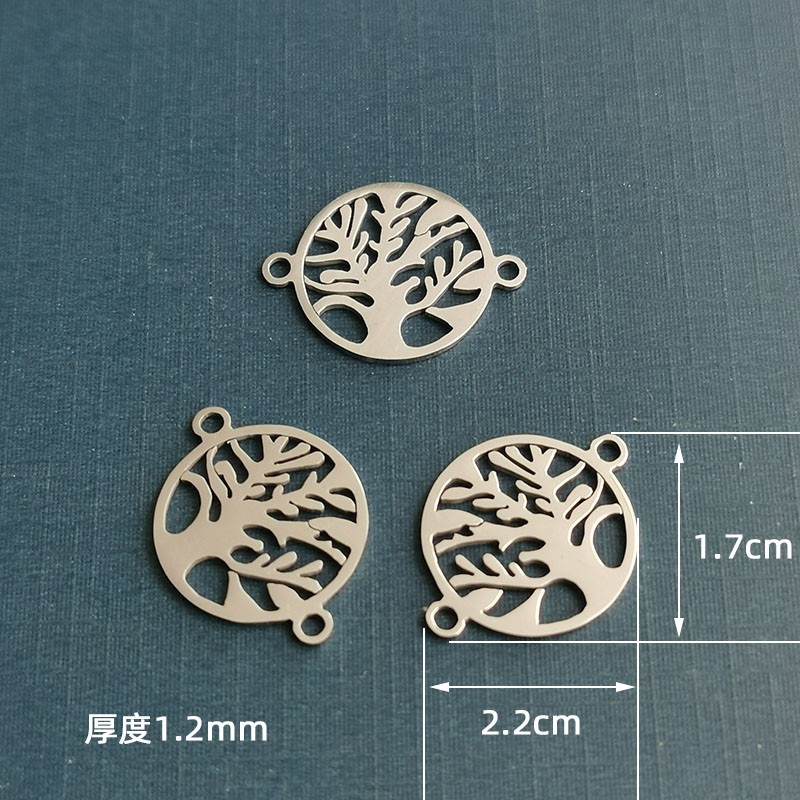 Factory wholesale personalized European and American style golden hollowed-out life tree pattern double-hole connection bracelet necklace accessories detail image 3
