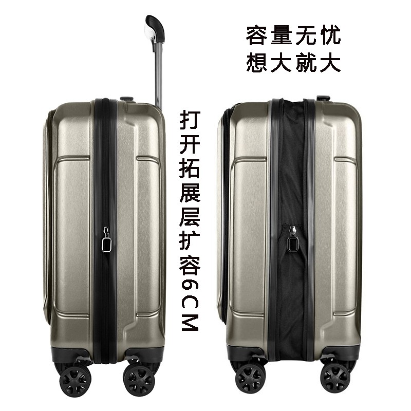 日本高品质前开口登机拉杆箱飞机轮学生行李箱带USB插口详情15