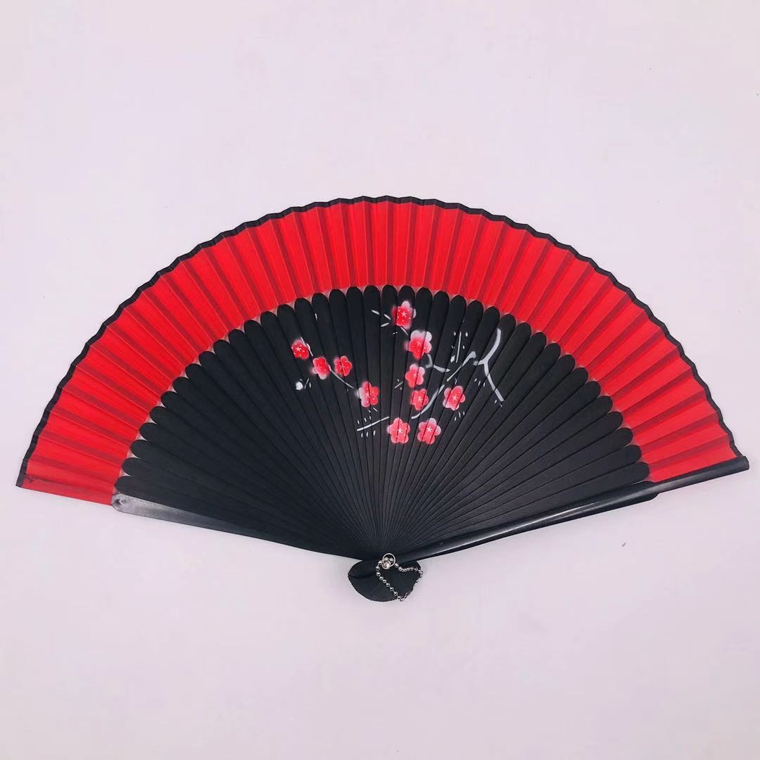 Lacquered edge hand-painted and spray-painted folding fans * Ancient-style folding fans with hollowed-out designs * Japanese-style Japanese fans * bamboo folding fans with double-sided heads, wholesale of green bamboo fans detail image 3