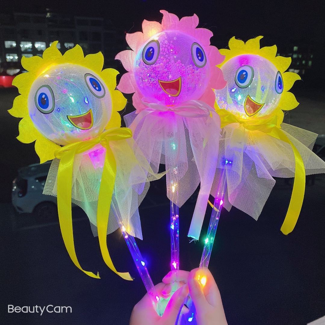 爱心闪光棒卡通包纱蕾丝仙女棒发光星空球星空棒发光玩具地摊公园夜市热卖货源详情图1