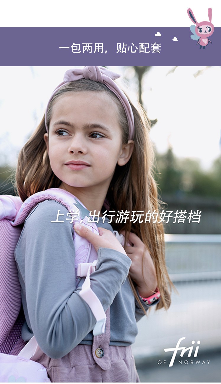 Norwegian Frii 12850720051797462, cute for boys and girls of primary school, reducing burden, 1-3-5 grade backrest children's imported backrest children's schoolbag detail image 8