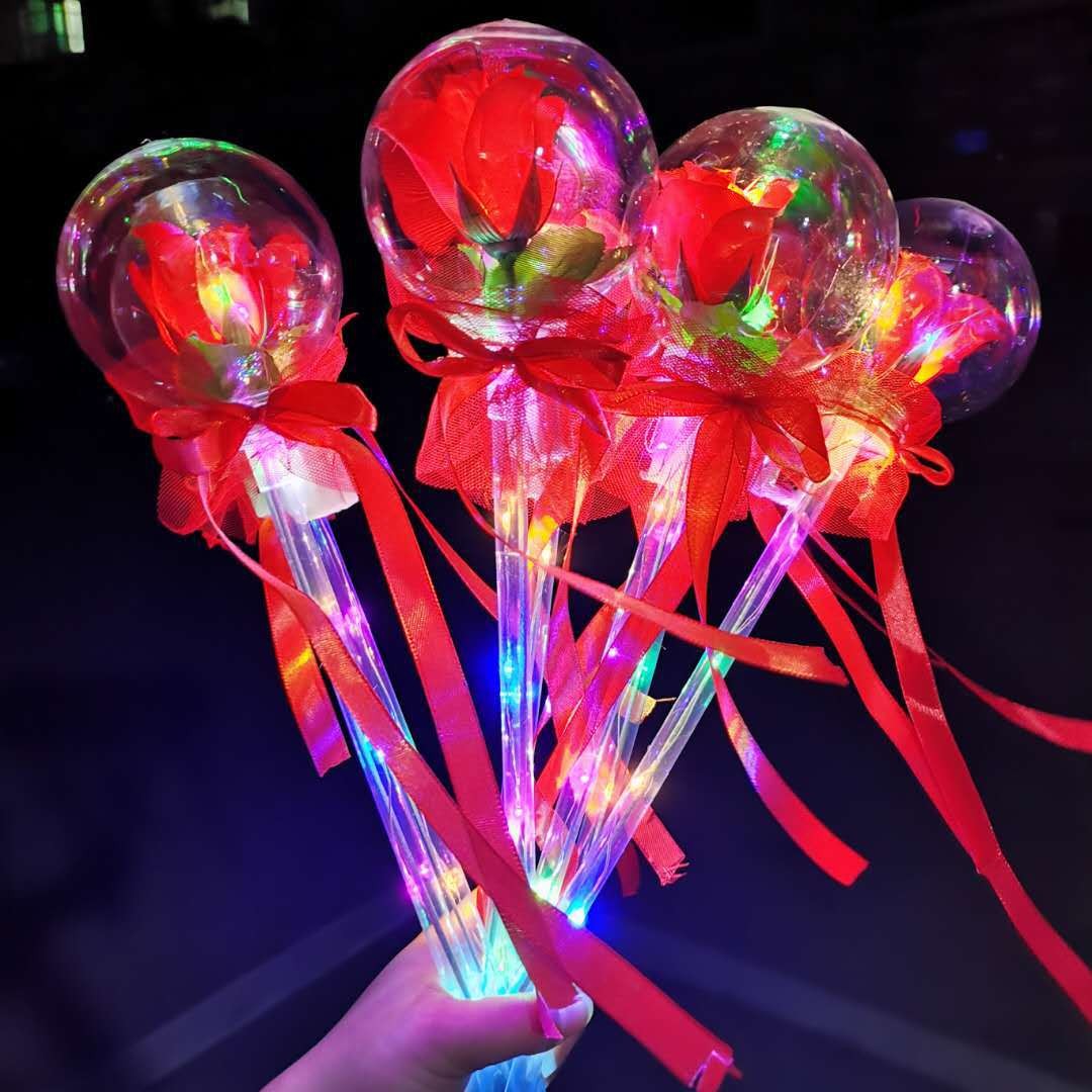 爱心闪光棒卡通包纱蕾丝仙女棒发光星空球星空棒发光玩具地摊公园夜市热卖货源详情图5