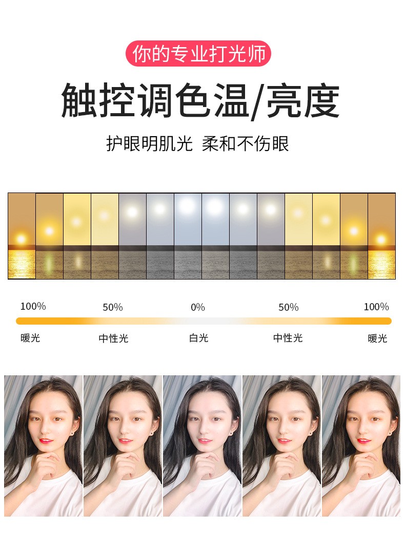 RGB直播补光灯炫彩网红环形灯10英寸跑马LED影视氛围渲染明肌灯详情图15