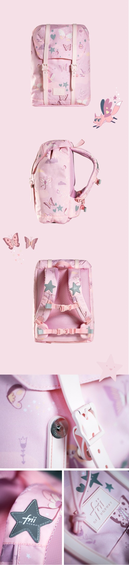 Norwegian Frii 12850720051797462, cute for boys and girls of primary school, reducing burden, 1-3-5 grade backrest children's imported backrest children's schoolbag detail image 11