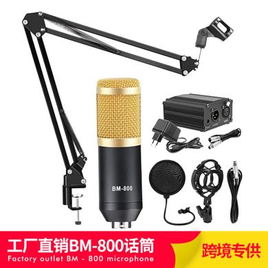 BM800 microphone English V8 sound card Mobile phone computer live sound card K song recording capacitor wheat set for cross-border
