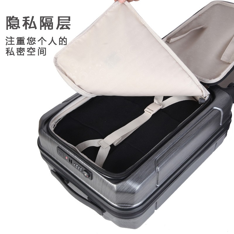 日本高品质前开口登机拉杆箱飞机轮学生行李箱带USB插口详情19