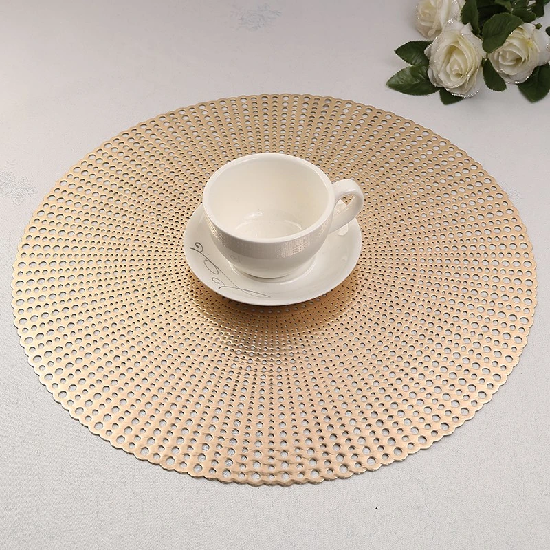 Firework patterned circular hollowed-out placemats, heat insulation and anti-slip, oil-proof plate MATS, coasters, coffee cup MATS and bowl MATS for family hotels detail image 3