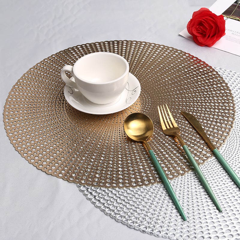 Firework patterned circular hollowed-out placemats, heat insulation and anti-slip, oil-proof plate MATS, coasters, coffee cup MATS and bowl MATS for family hotels detail image 1
