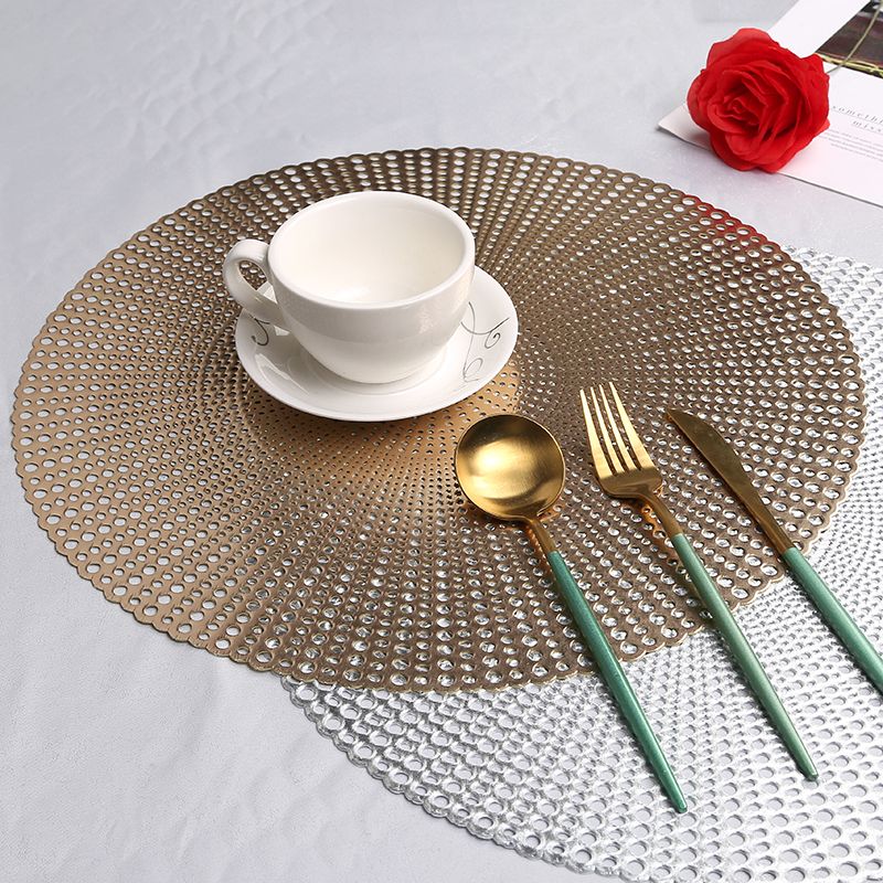 Firework patterned circular hollowed-out placemats, heat insulation and anti-slip, oil-proof plate MATS, coasters, coffee cup MATS and bowl MATS for family hotels