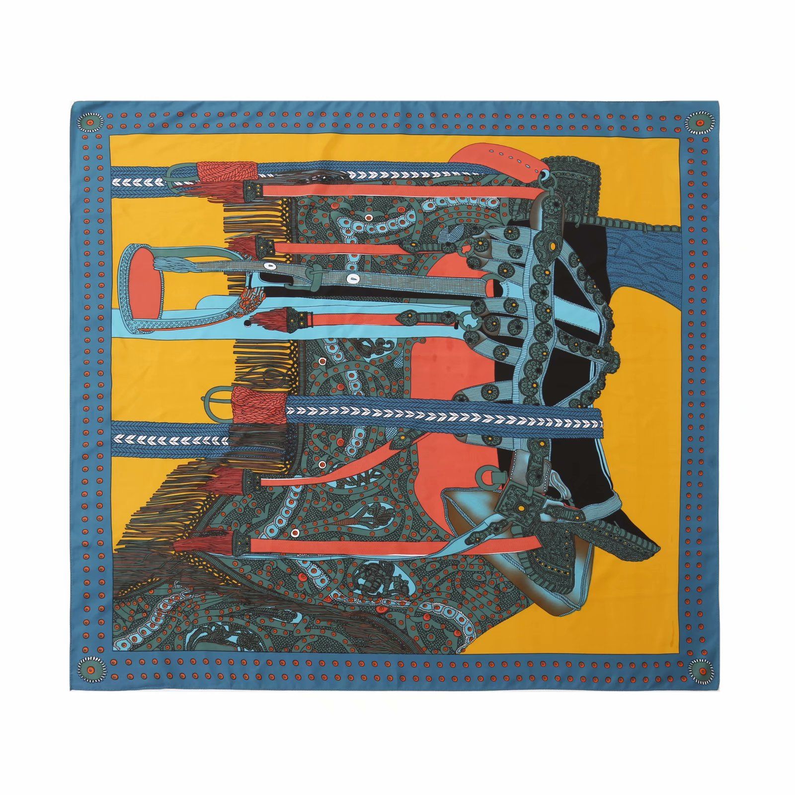 Wholesale of 90-inch faux silk square towels as gifts for Spring and autumn 2021, with color and print for export customization Specification image