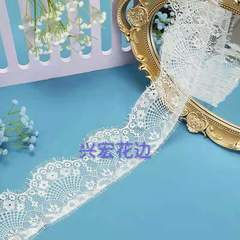 Xinghong Lace in stock, eyelash lace, black and white non-elastic lace, diy clothing accessories, underwear, socks, wedding dress lace accessories Specification image