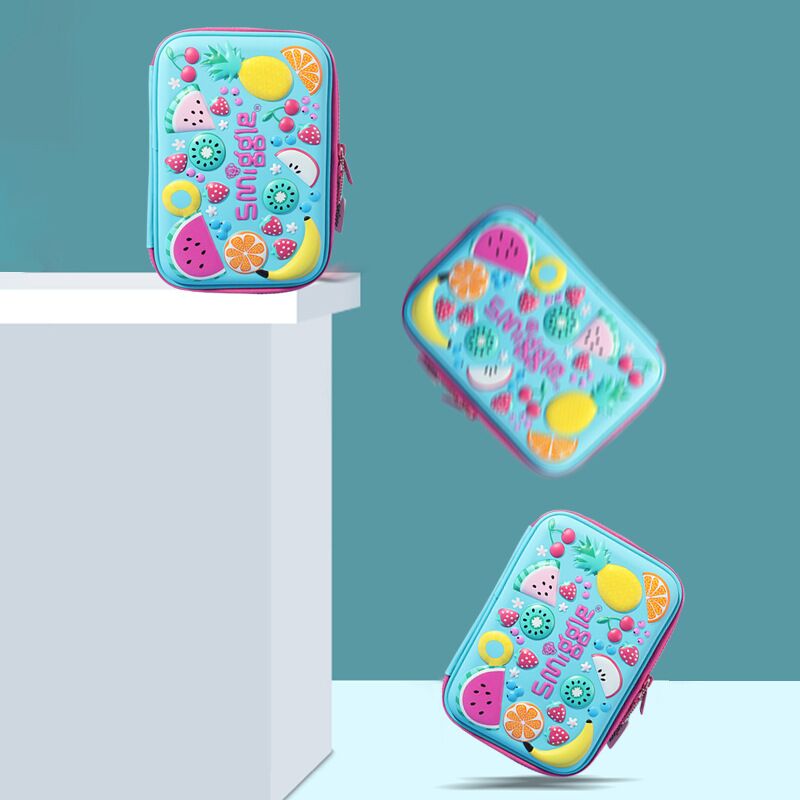 smiggle cartoon fruit EVA large-capacity pen case, student waterproof stationery, children's zipper pen case, pencil case details Picture