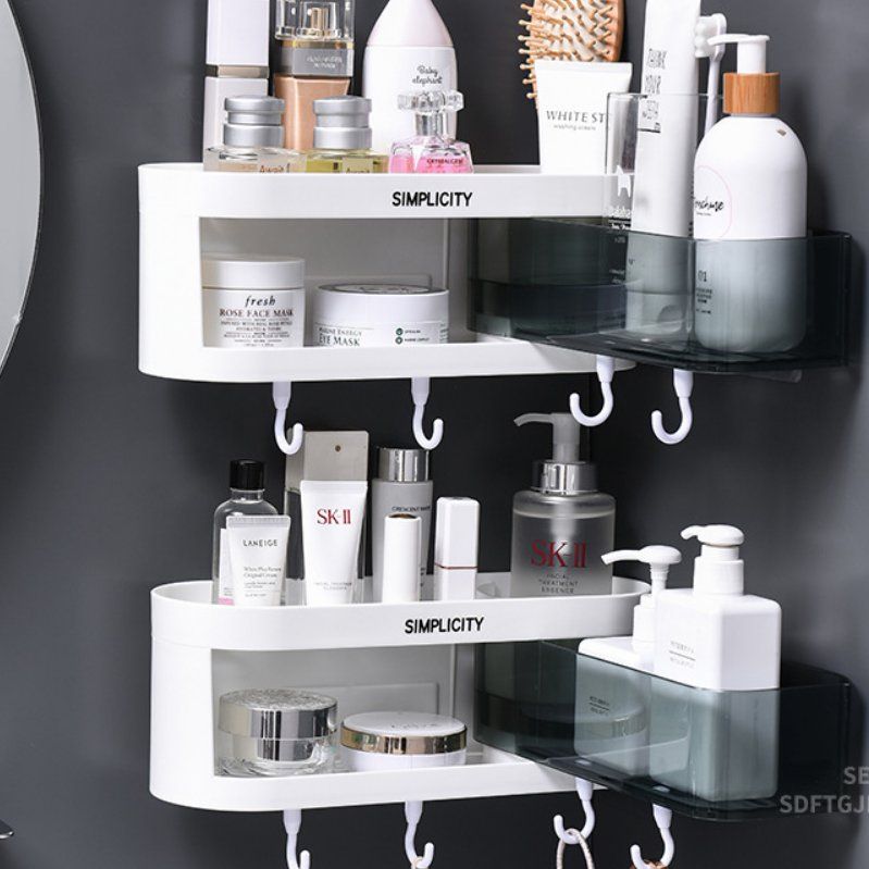 Kitchen corner rotating seasoning rack, wall-mounted multi-functional seasoning and condiment storage rack without drilling