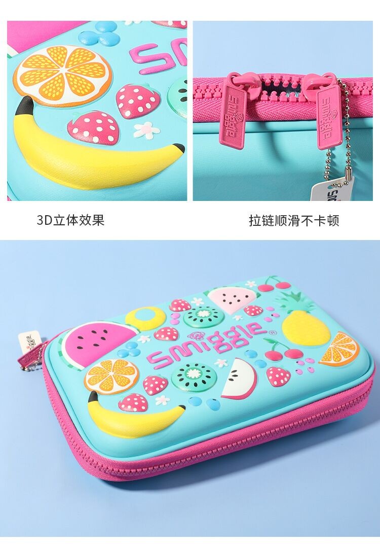 smiggle cartoon fruit EVA large-capacity pen case, student waterproof stationery, children's zipper pen case, pencil case detail image 7