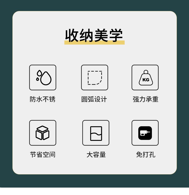 一件代发网红壁挂带镜掀盖化妆品收纳盒防尘防水卫生间置物架免打孔大容量详情图2