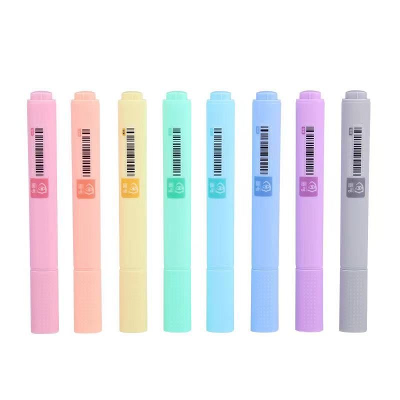 超时马卡龙彩色荧光笔护眼糖果色三角杆荧光笔彩色记号笔白底实物图