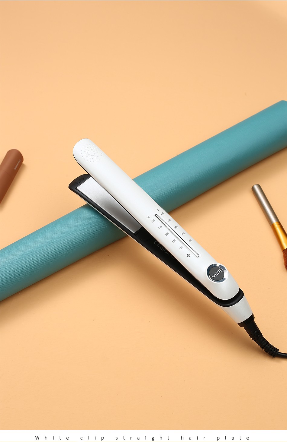 V-556 Negative ion hair straightening clamp with wide panel, LCD digital display, intelligent temperature control and adjustment clamp pic 10