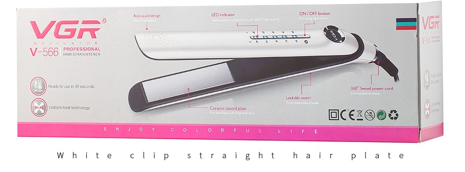 V-556 Negative ion hair straightening clamp with wide panel, LCD digital display, intelligent temperature control and adjustment clamp pic 14