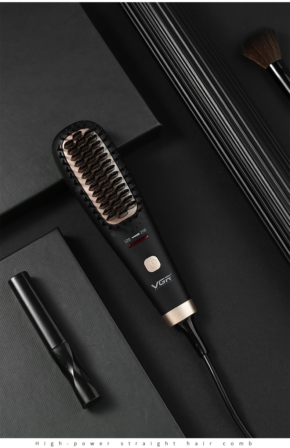 V-568 High-power straightening comb, multi-speed temperature-controlled straightening and curling tool, constant temperature and low noise curling tool for cross-border use detail image 11