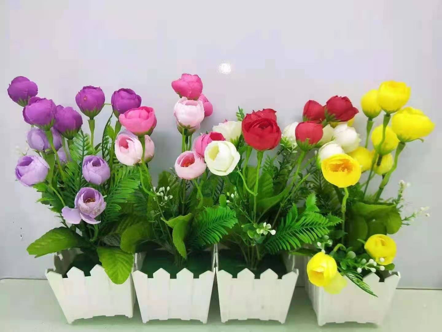 Artificial plastic plant daisies, artificial flower art fences, potted plants, indoor living room window sills, and green plant cover decorations detail image 6