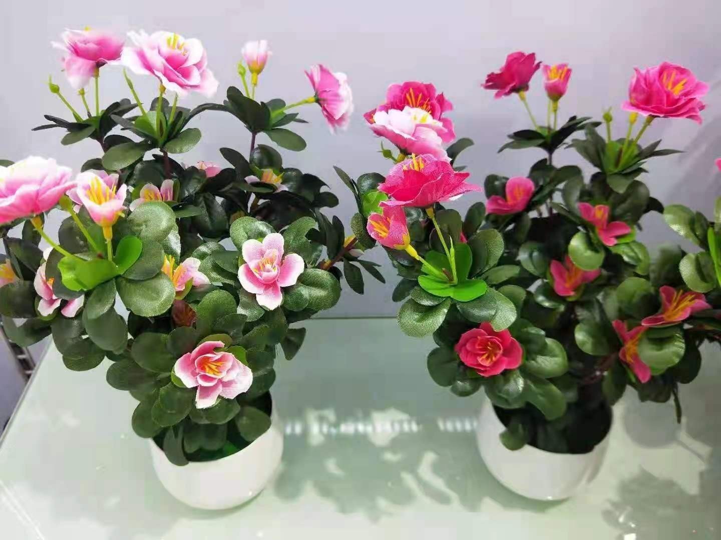 Rhododendron artificial flower potted plants, creative bonsai, artificial ornaments, home flowers and green plants, table decorations, artificial living room furnishings detail image 1