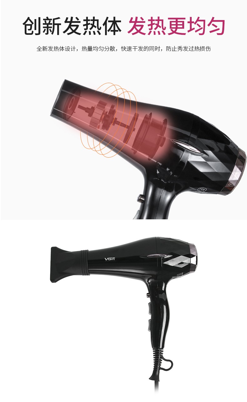 V-413 Cross-border e-commerce hair dryer, foreign trade negative ion hair dryer, household high-power electric hair dryer, salon pic 4