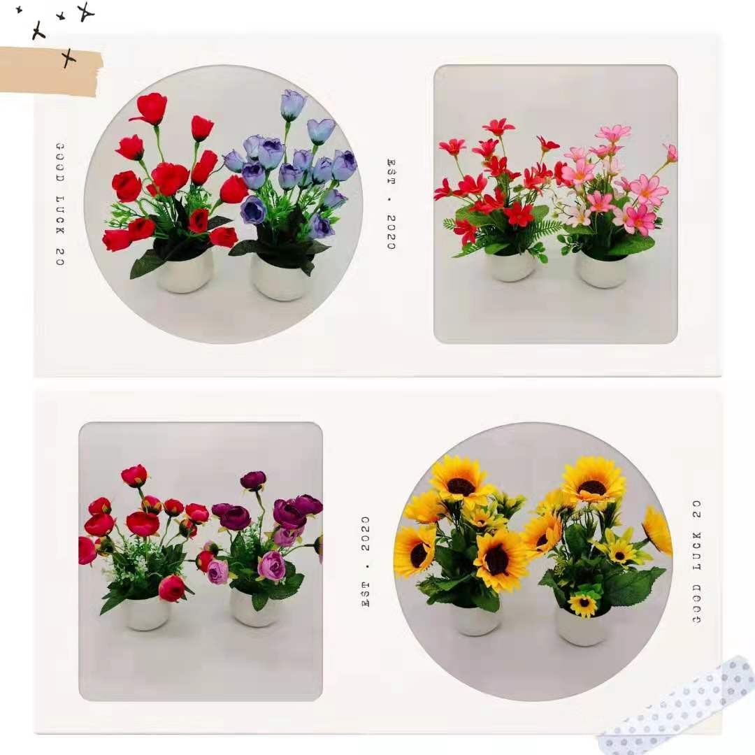 New faux green plant potted plants, silk flower arrangements, artificial flowers, floral art sets, living room home decoration items detail image 1