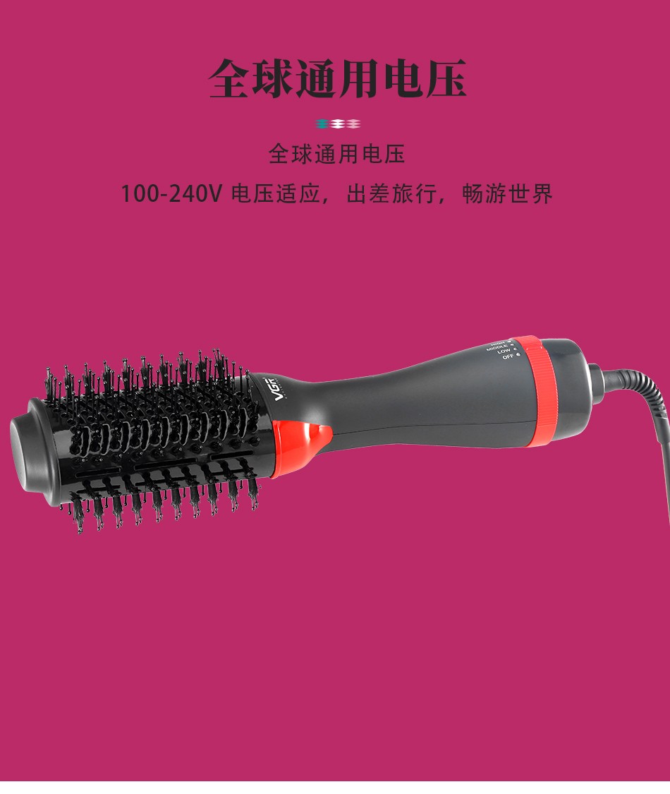 V-416 Household curling iron, powerful wind force, negative ion hair care, hot air comb, salon curling comb pic 8