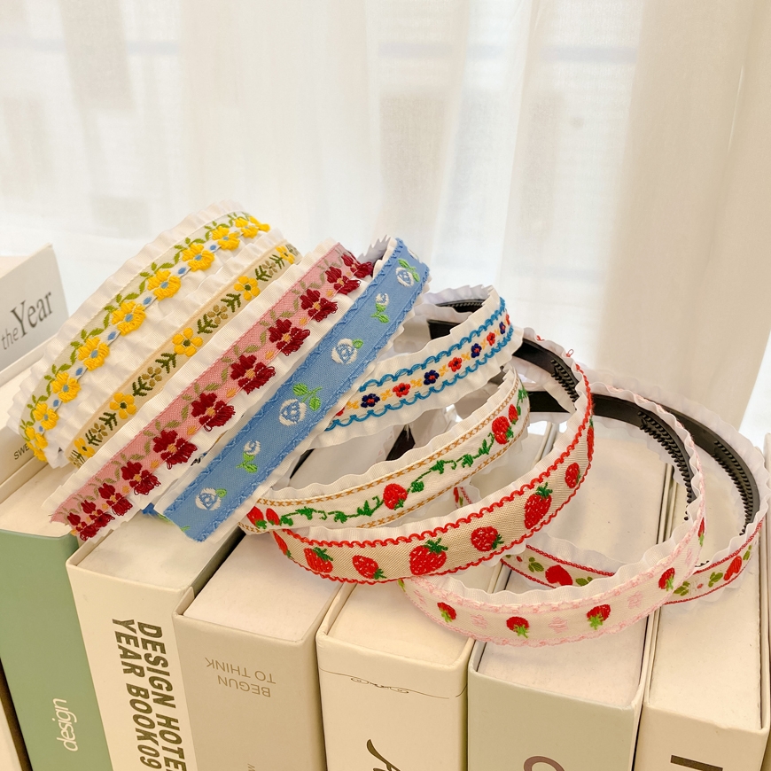 新款法式少女复古刺绣花朵发捆发箍女2021年新款网红发卡头箍头饰