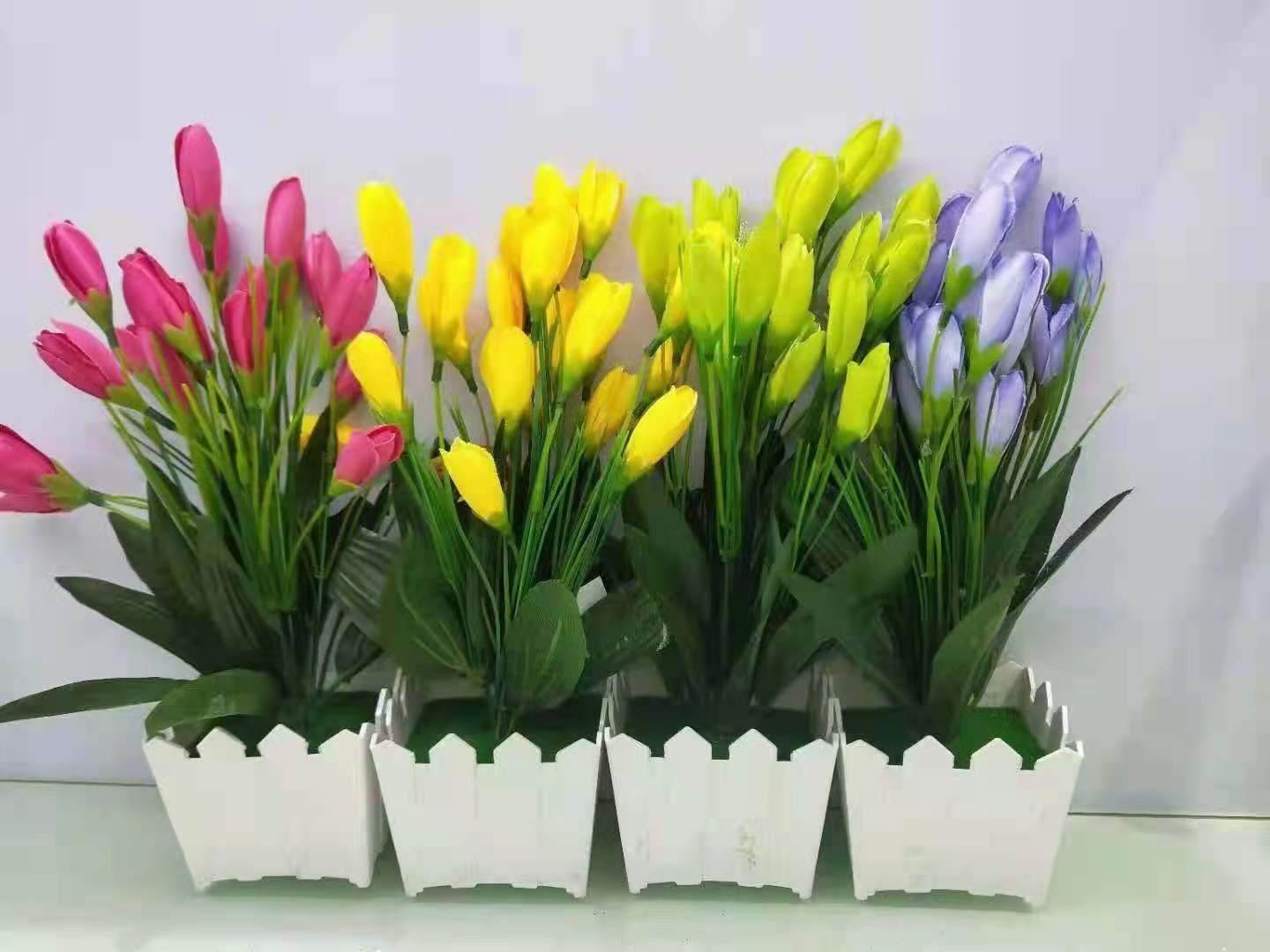 Artificial plastic plant daisies, artificial flower art fences, potted plants, indoor living room window sills, and green plant cover decorations detail image 3