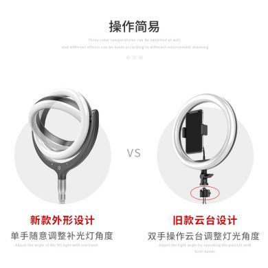环形补光灯12寸主播美容摄影补光手机三角支架直播补光灯细节图