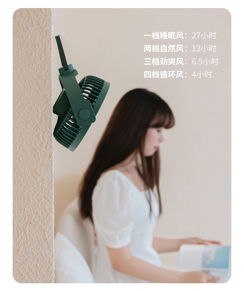 新品F35迷你吊扇学生宿舍蚊帐风扇便携静音床上电扇usb带灯小吊扇详情图2
