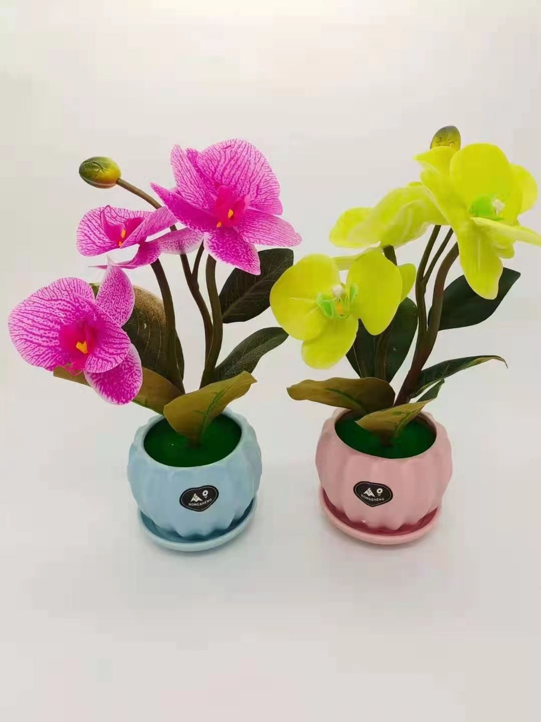 现代简约仿真花 假花 蝴蝶兰玫瑰花艺套装客厅家居装饰花 小盆栽摆件详情图2