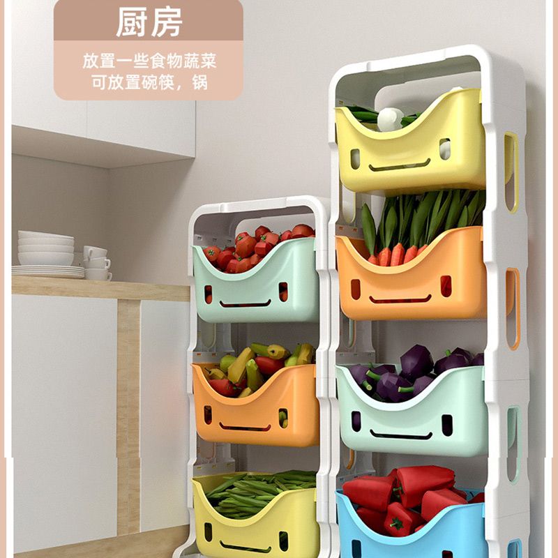 Toy storage rack, home bedroom children's storage rack, living room snacks, picture book floor, multi-layer storage and organization rack, four-layer details Picture