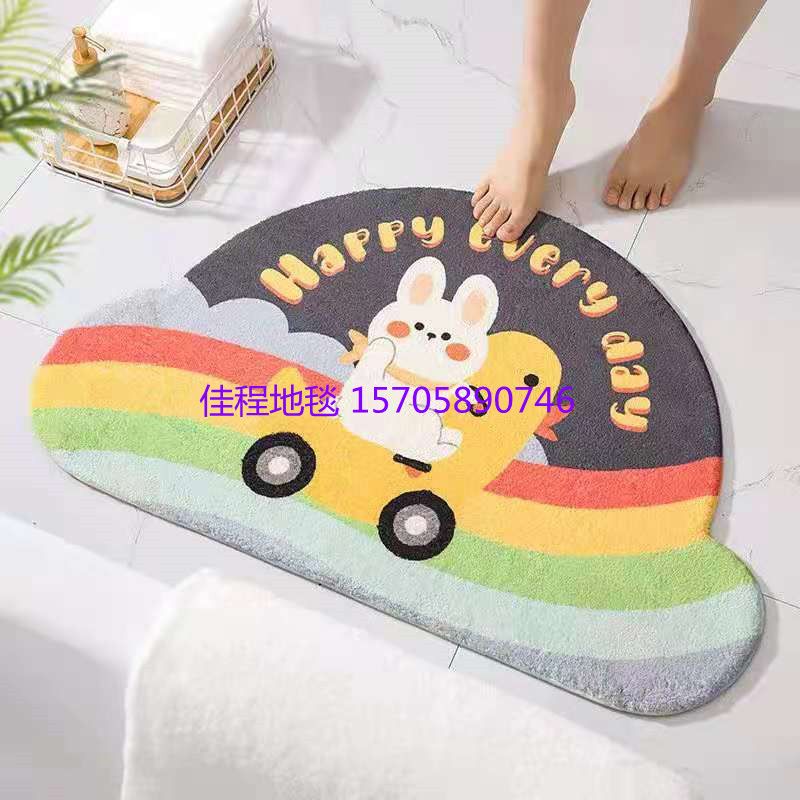 Cheap style - New semi-circular velvet printed mat, fluffy special-shaped mat, cloud floor mat, new floor mat, imitation cashmere door mat, anti-slip mat, with a regular mix of 5-6 patterns Application Scenario