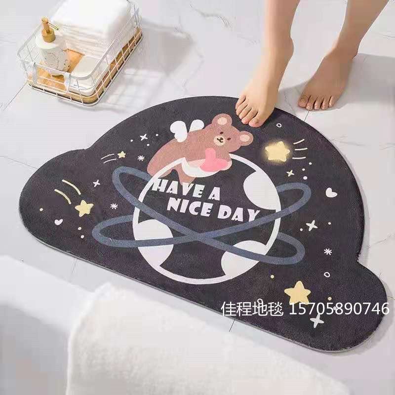 Cheap style - New semi-circular velvet printed mat, fluffy special-shaped mat, cloud floor mat, new floor mat, imitation cashmere door mat, anti-slip mat, with a regular mix of 5-6 patterns full figure
