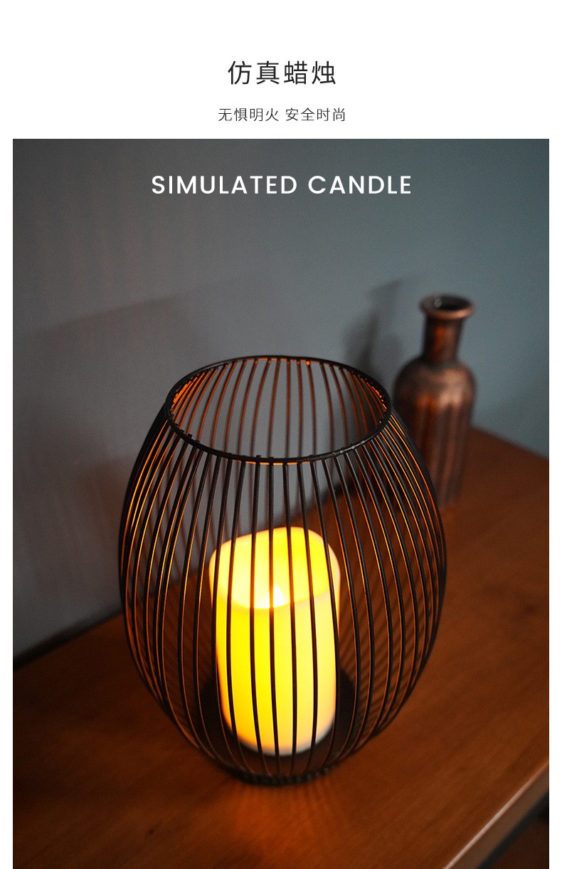 Nordic minimalist iron candlestick decoration, led simulation candle holder, coffee restaurant, creative indoor home craft detail image 5