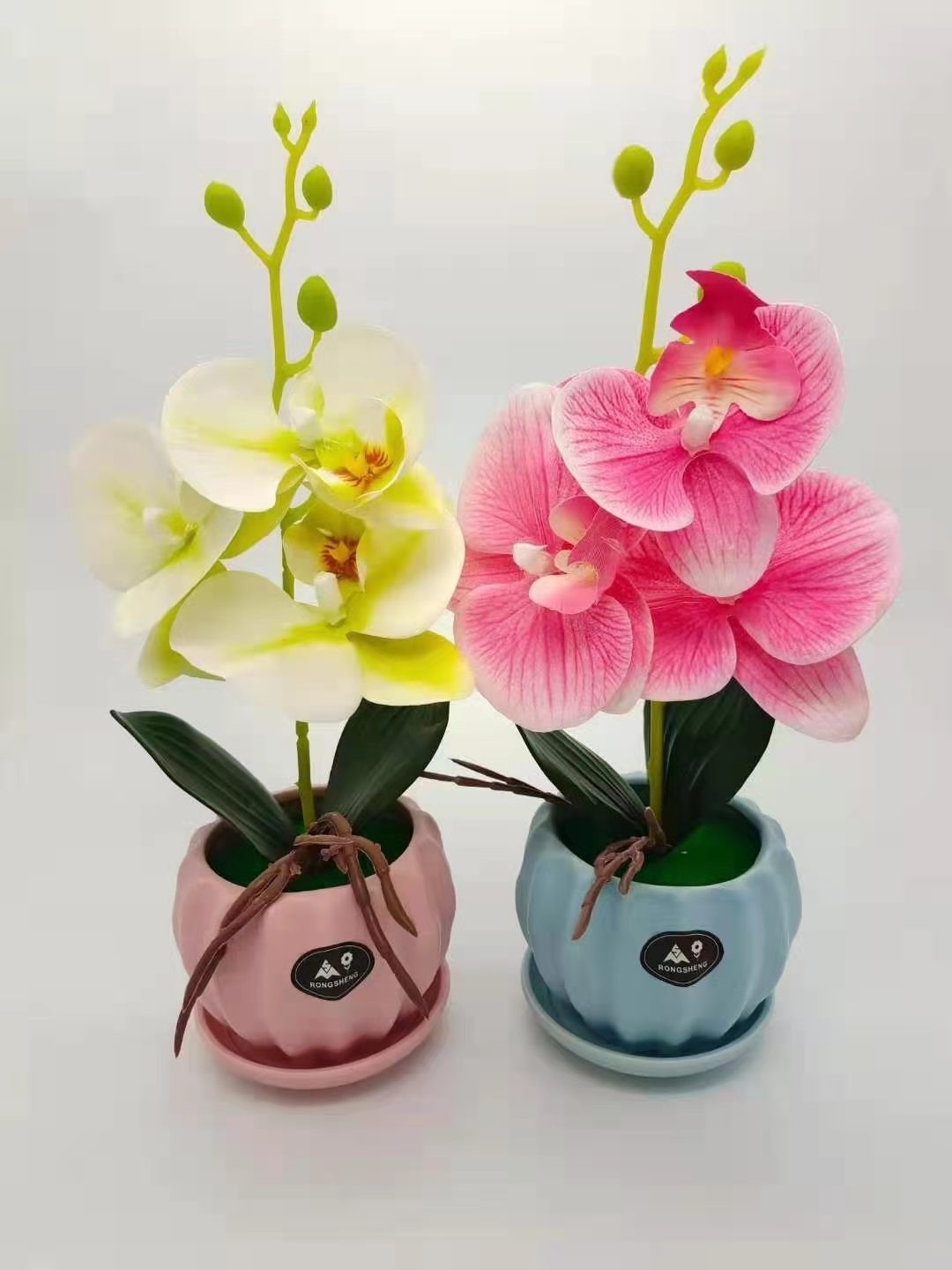 现代简约仿真花 假花 蝴蝶兰玫瑰花艺套装客厅家居装饰花 小盆栽摆件详情图7