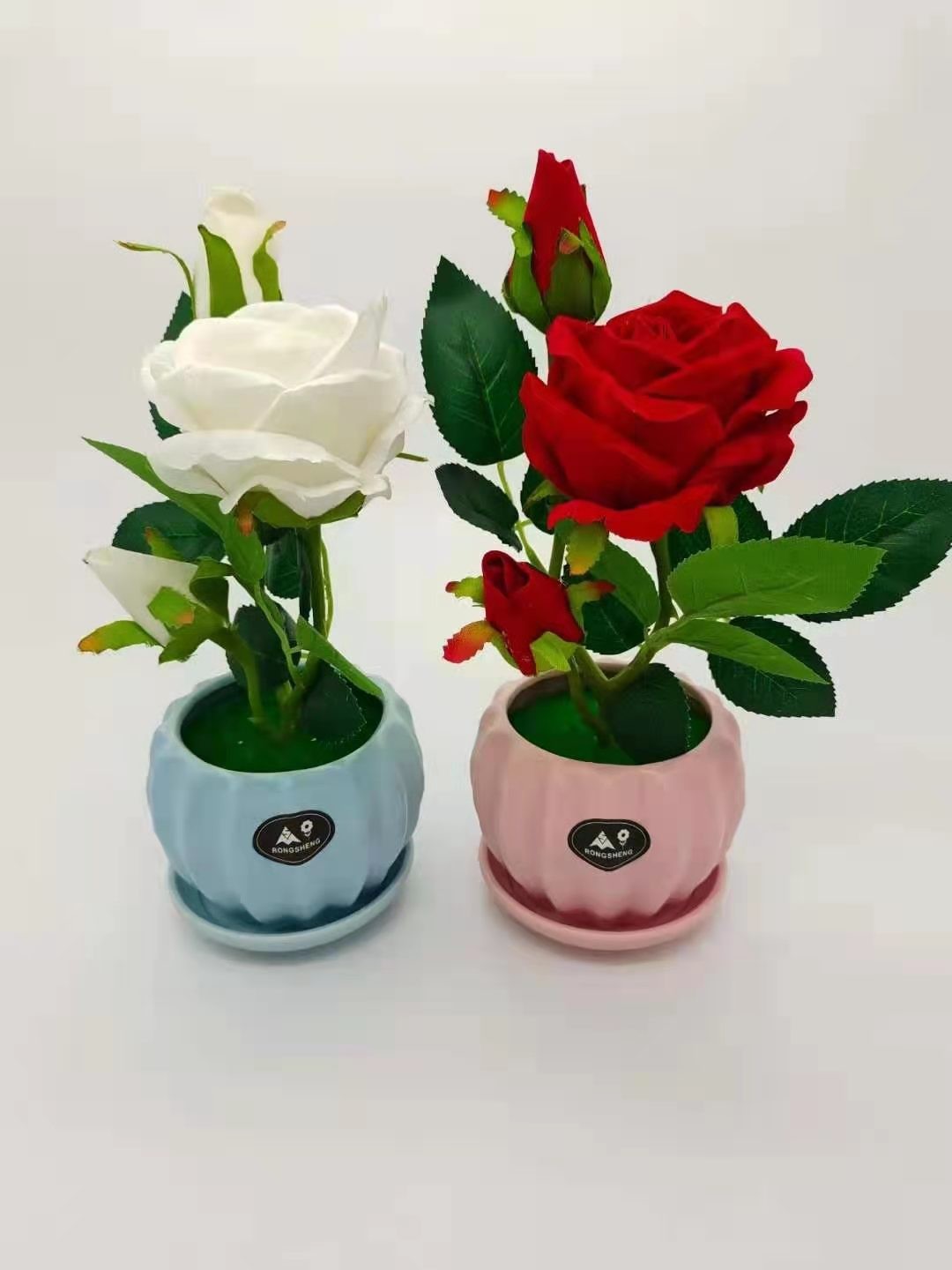 现代简约仿真花 假花 蝴蝶兰玫瑰花艺套装客厅家居装饰花 小盆栽摆件详情图5