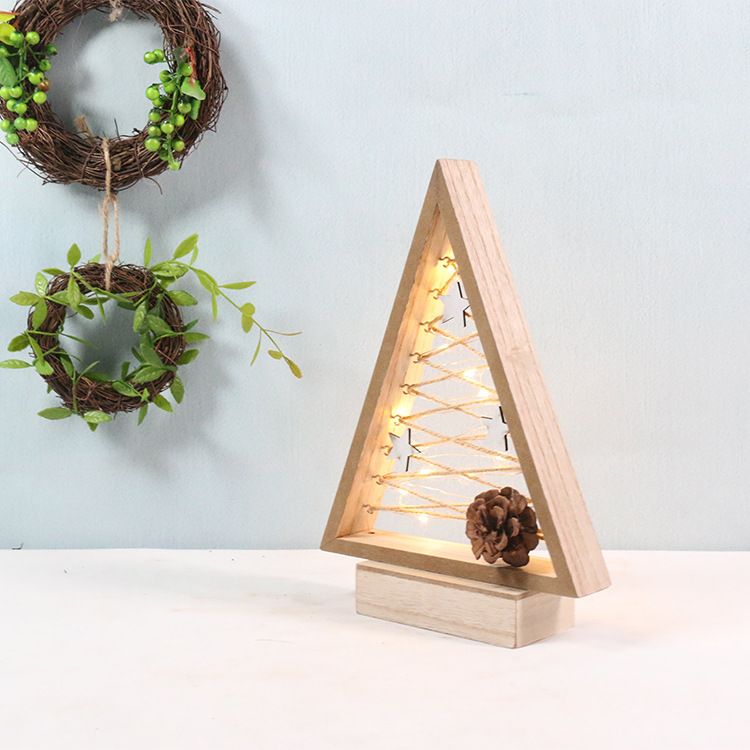 European simple small objects decoration crafts home wooden creative wooden ornaments LED light